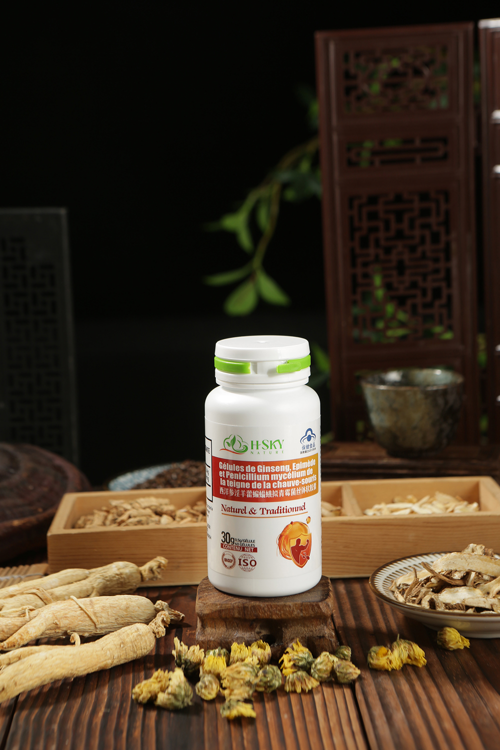 Gélules de Ginseng, Epimède et Pénicillium mycélium de la teigne de la chauve-souris